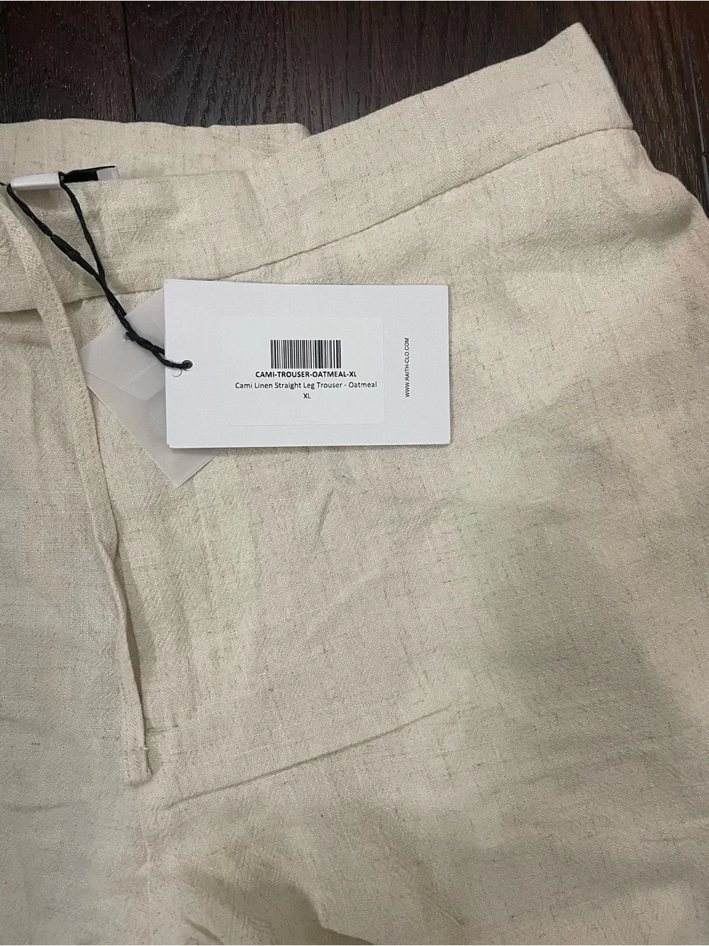 NWT Raith Cami Linen Straight Leg Trousers Oatmeal XL